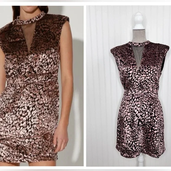 Walter Baker Women Rosalie Halter Mini Dress Leopard Print Size 10 - Picture 2 of 11